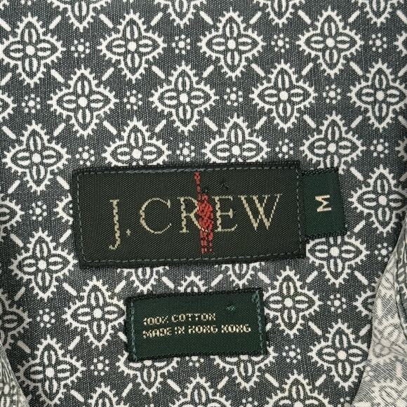 J.Crew VTG Men's M Button Down Cotton Shirt Gray White Geometric Print Hong Kong - Picture 3 of 9
